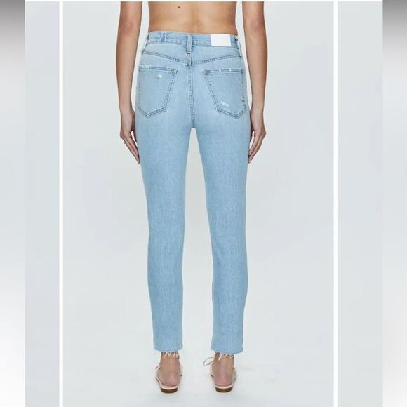 Pistola Kate Distressed Raw Hem Ankle Straight Leg Jeans Size 29 - Picture 2 of 10